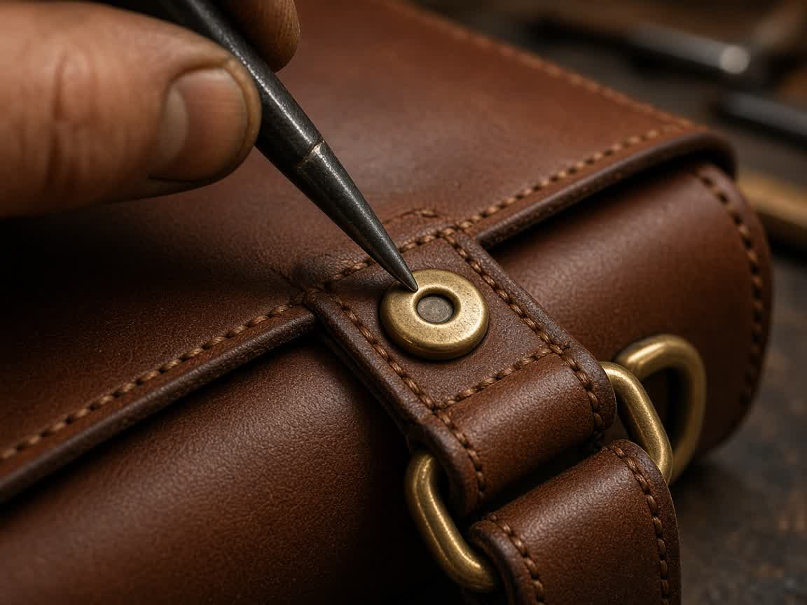 Small-batch leather production with hardware fitting